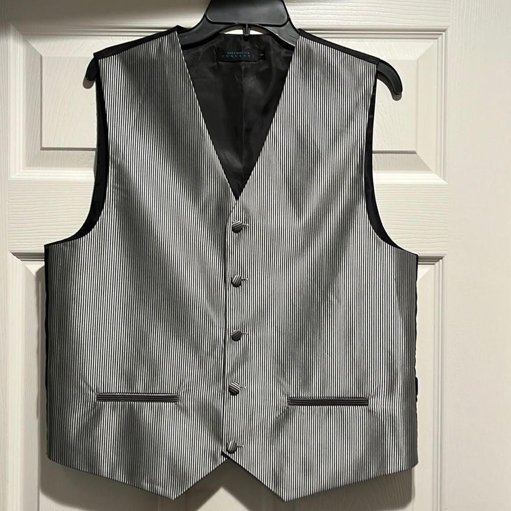 Grey Matter Concepts Men’s Metallic Silver Striped Vest Size Small.